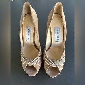Jimmy Choo Kilda nude suede peep-toe heels - Size Euro 39
